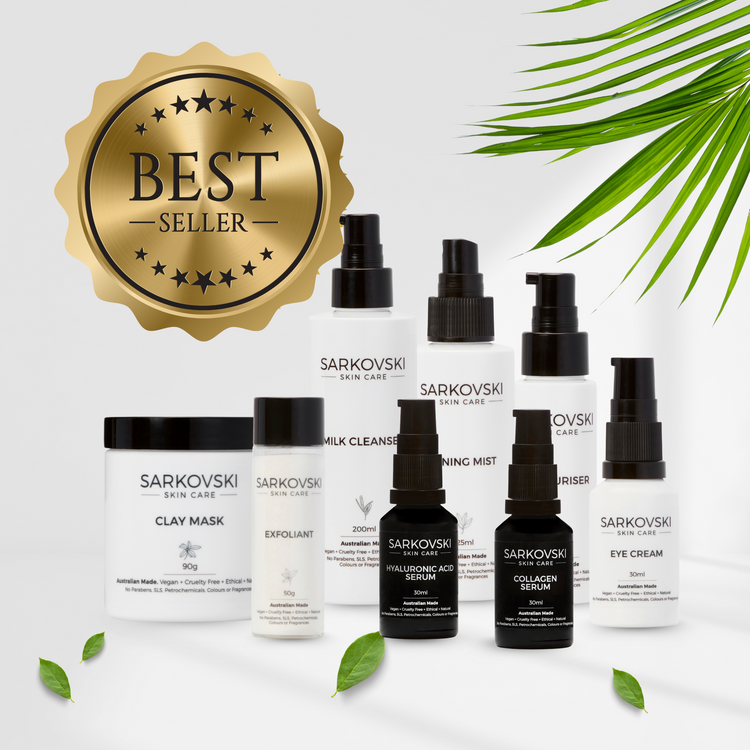 SARKOVSKI® Best Seller Skincare Collection– natural Australian skincare with milk cleansers, moisturisers, serums, and face masks.