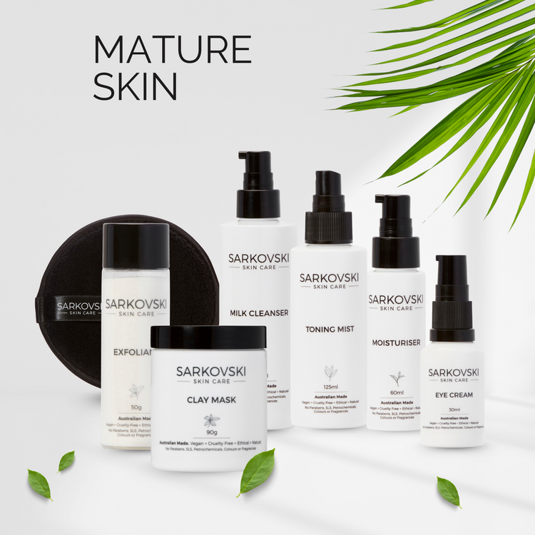 SARKOVSKI® Mature Skin Care Collection– natural Australian skincare with milk cleansers, moisturisers, serums, and face masks.