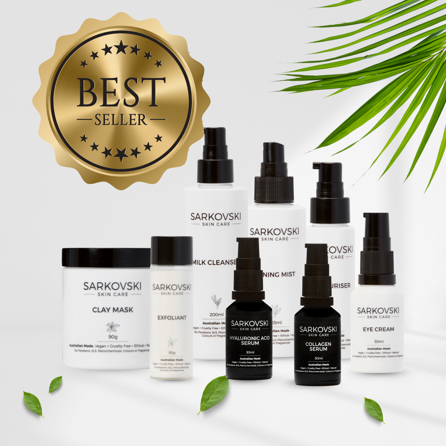 SARKOVSKI® Best Seller Skincare Collection– natural Australian skincare with milk cleansers, moisturisers, serums, and face masks.