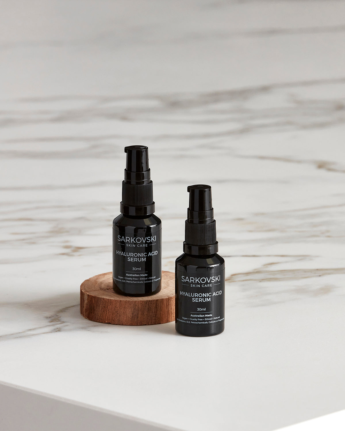 SARKOVSKI® Hyaluronic Acid Serum in sleek packaging, designed to deliver deep hydration and promote a radiant, dewy complexion.