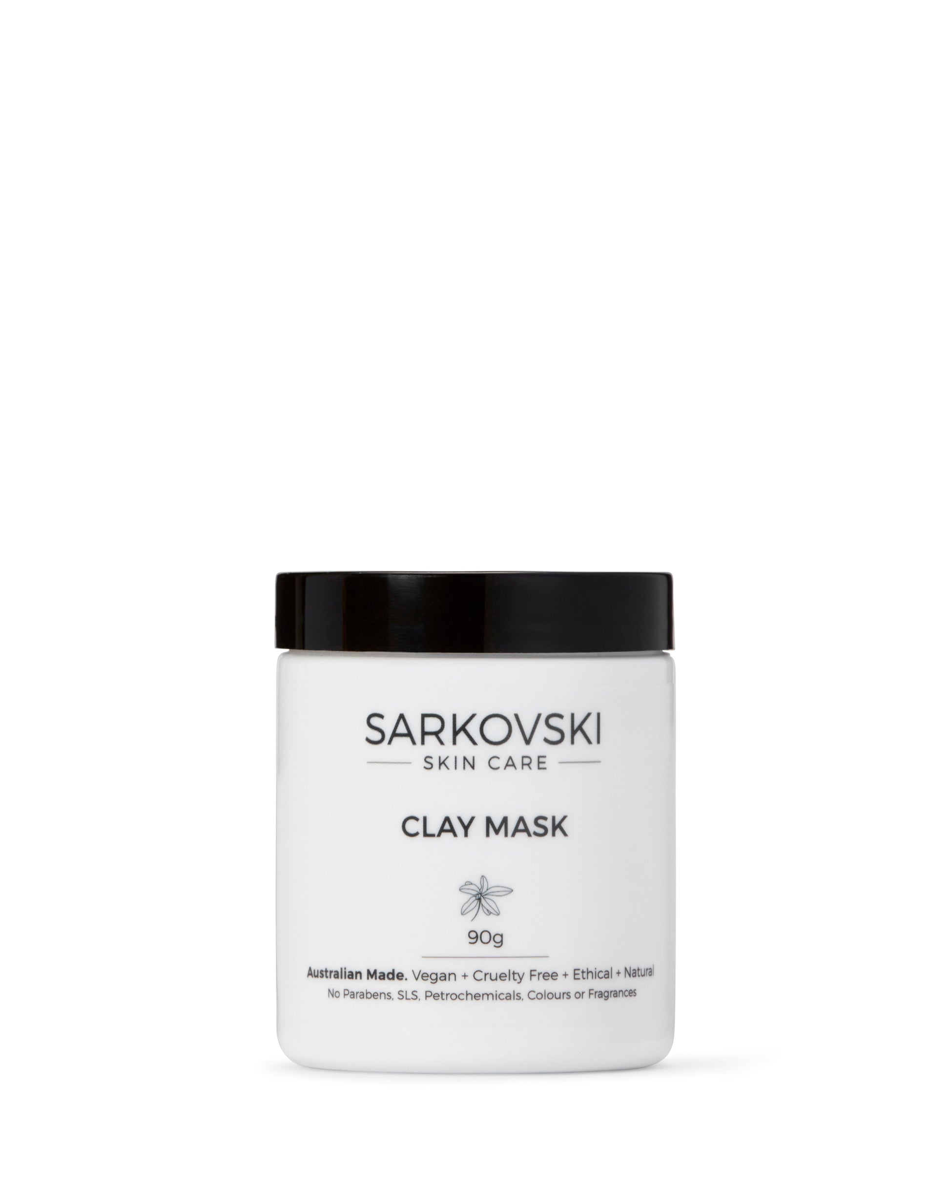 SARKOVSKI® Clay Face Mask 90g – natural Australian skincare, formulated to purify, nourish, and revitalise your skin.