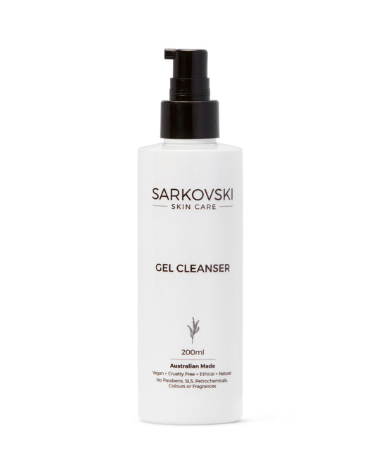 SARKOVSKI® Gel Cleanser - Australian-made with antibacterial juniper berry and lime essential oils designed for oily and acne-prone skin.